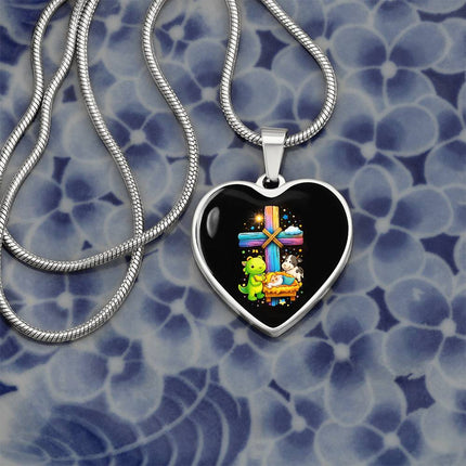 Nativity Manger Heart Necklace – Christian Gift for Kids