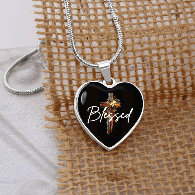 Inspiring Heart Cross Graphic Heart Necklace – Christian Gift for Women