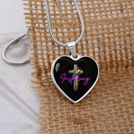 Inspiring Heart Cross Graphic Heart Necklace – Christian Gift for Women