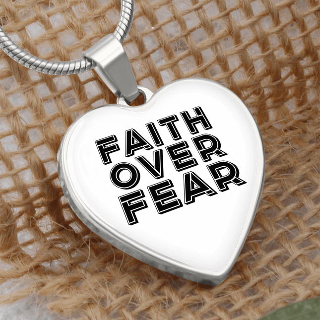 Faith Over Fear Heart Necklace – Christian Gift for Women
