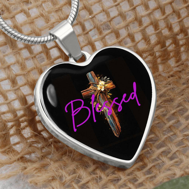 Inspiring Heart Cross Graphic Heart Necklace – Christian Gift for Women