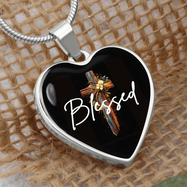 Inspiring Heart Cross Graphic Heart Necklace – Christian Gift for Women