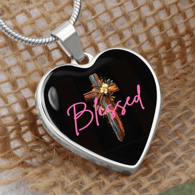 Inspiring Heart Cross Graphic Heart Necklace – Christian Gift for Women
