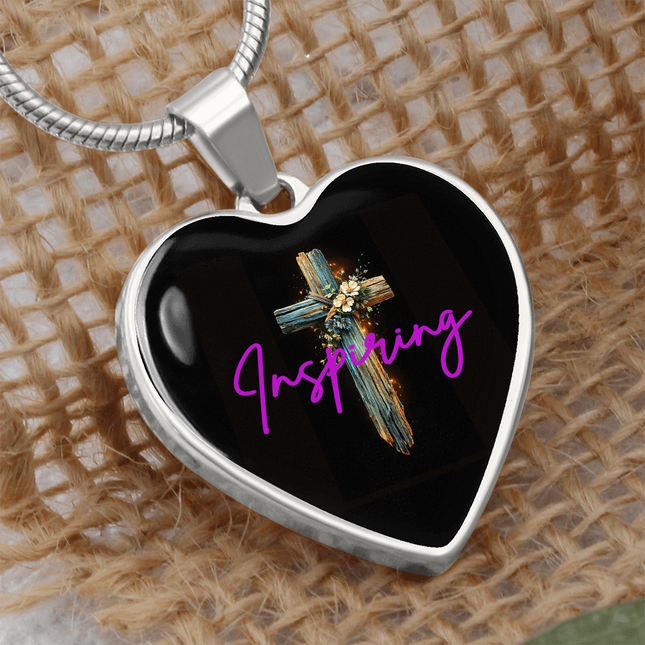 Inspiring Heart Cross Graphic Heart Necklace – Christian Gift for Women