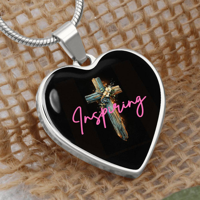 Inspiring Heart Cross Graphic Heart Necklace – Christian Gift for Women