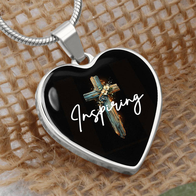 Inspiring Heart Cross Graphic Heart Necklace – Christian Gift for Women