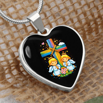 Praying Angels Heart Necklace – Christian Gift for Kids