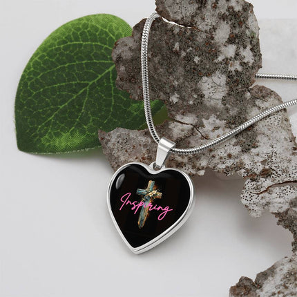 Inspiring Heart Cross Graphic Heart Necklace – Christian Gift for Women