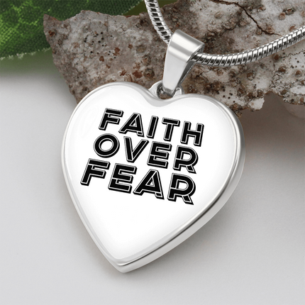 Faith Over Fear Heart Necklace – Christian Gift for Women