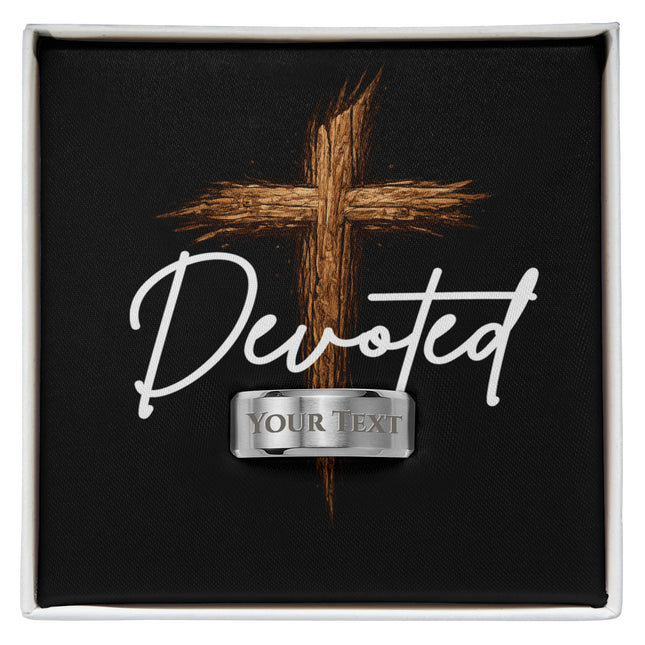 Devoted Cross Engraved Men's Ring – Christian Gift for Men