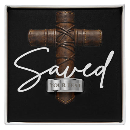 Saved Cross Engraved Men's Ring – Christian Gift for Men