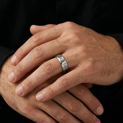 Favored Cross Engraved Men's Ring – Christian Gift for Men