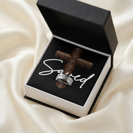 Saved Cross Engraved Men's Ring – Christian Gift for Men