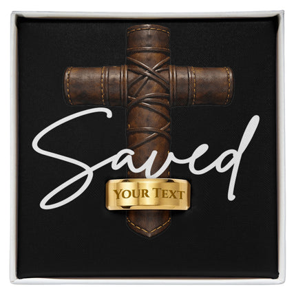 Saved Cross Engraved Men's Ring – Christian Gift for Men