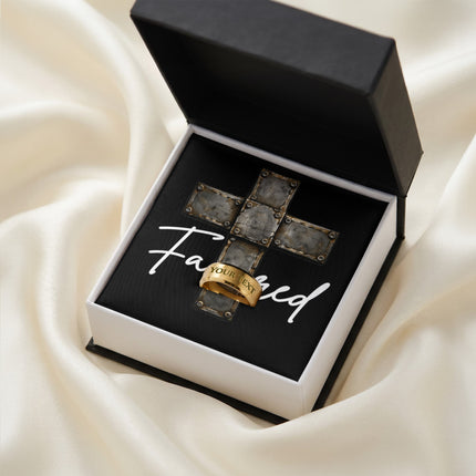 Favored Cross Engraved Men's Ring – Christian Gift for Men
