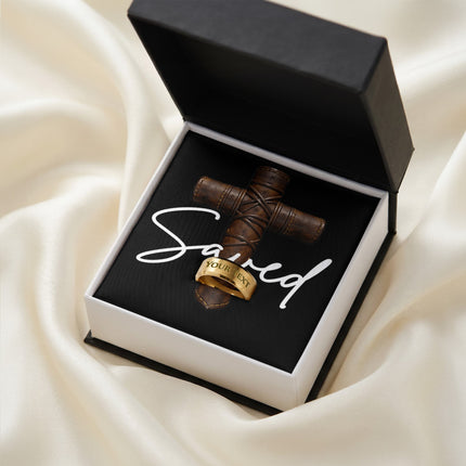 Saved Cross Engraved Men's Ring – Christian Gift for Men