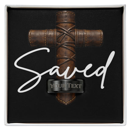 Saved Cross Engraved Men's Ring – Christian Gift for Men