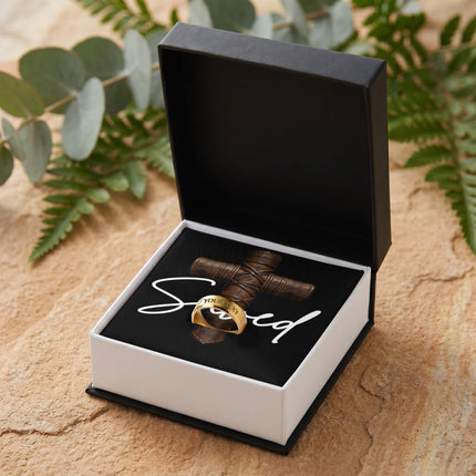 Saved Cross Engraved Men's Ring – Christian Gift for Men