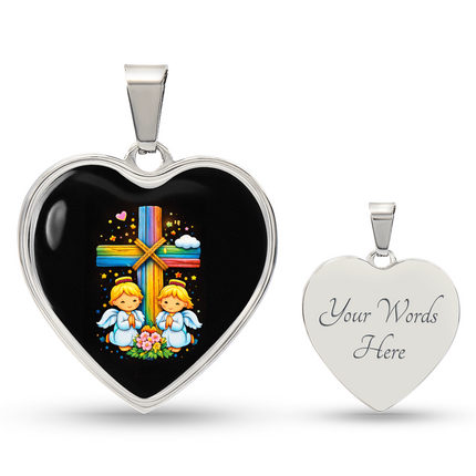 Praying Angels Heart Necklace – Christian Gift for Kids