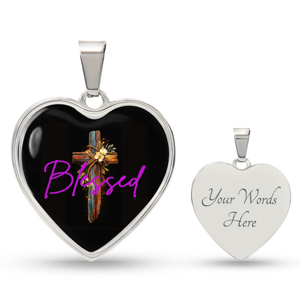 Inspiring Heart Cross Graphic Heart Necklace – Christian Gift for Women