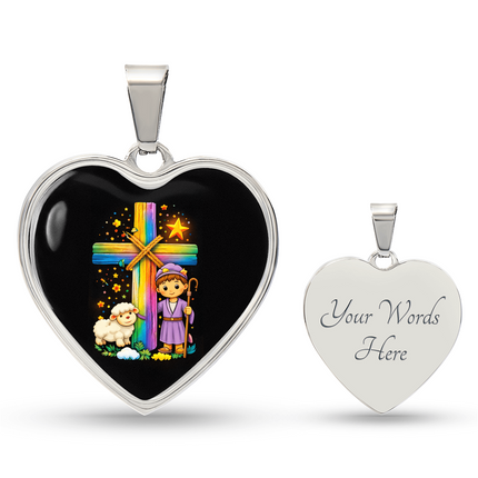 Little Shepherd & Lamb Heart Necklace – Christian Gift for Kids