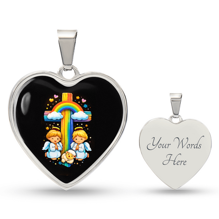 Angels & Lamb Heart Necklace – Christian Gift for Kids