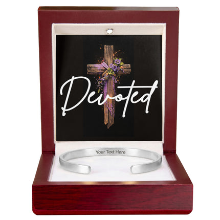 Devoted | Christian Engraved Cuff Bracelet | Gift for Her