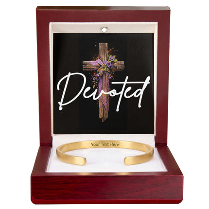 Devoted | Christian Engraved Cuff Bracelet | Gift for Her