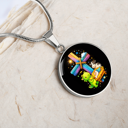 Nativity Manger Circle Necklace – Christian Gift for Kids