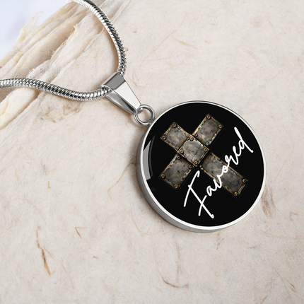 Favored Cross Circle Pendant Necklace – Christian Gift for Men
