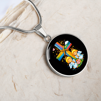 Praying Angels Circle Necklace – Christian Gift for Kids