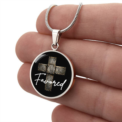 Favored Cross Circle Pendant Necklace – Christian Gift for Men