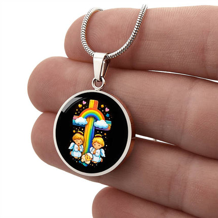 Angels & Lamb Circle Necklace – Christian Gift for Kids