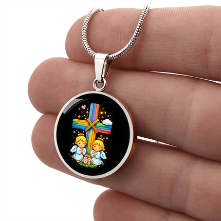 Praying Angels Circle Necklace – Christian Gift for Kids