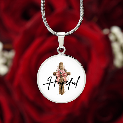 Hopeful Flower Cross Christian Circle Necklace | Mother's Day Gift for Mom | Faith Gift