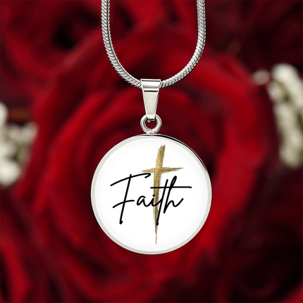 Faith Cross Gold Christian Necklace | Luxury Graphic Circle Pendant