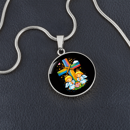 Praying Angels Circle Necklace – Christian Gift for Kids