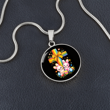 Easter Bunnies Circle Necklace – Christian Gift for Kids