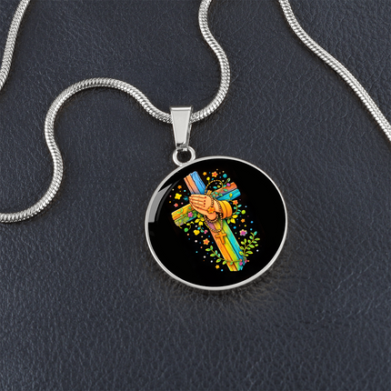 Praying Hands Circle Necklace – Christian Gift for Kids