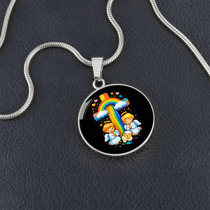 Angels & Lamb Circle Necklace – Christian Gift for Kids