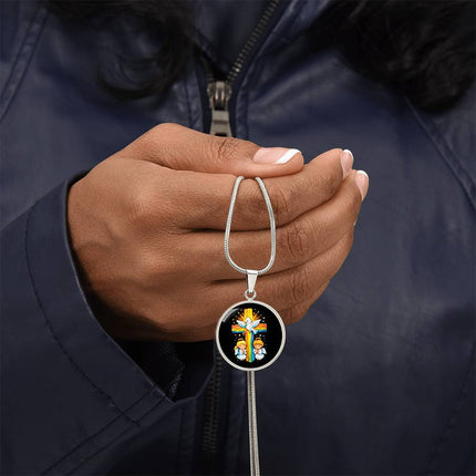 Dove & Praying Angels Circle Necklace – Christian Gift for Kids