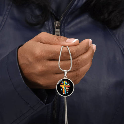 Giraffe & Monkey Circle Necklace – Christian Gift for Kids