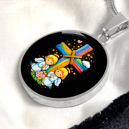 Praying Angels Circle Necklace – Christian Gift for Kids