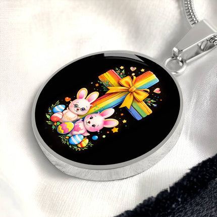 Easter Bunnies Circle Necklace – Christian Gift for Kids