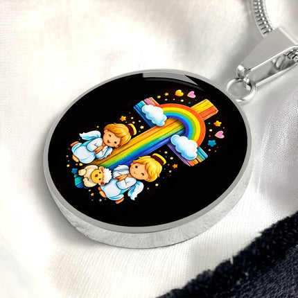 Angels & Lamb Circle Necklace – Christian Gift for Kids