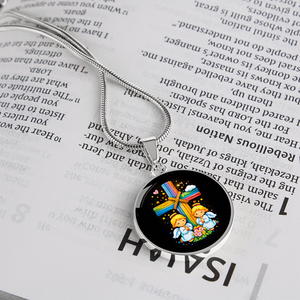 Praying Angels Circle Necklace – Christian Gift for Kids