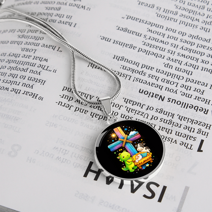Nativity Manger Circle Necklace – Christian Gift for Kids