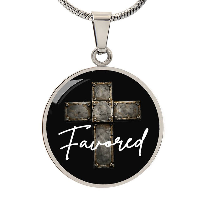 Favored Cross Circle Pendant Necklace – Christian Gift for Men