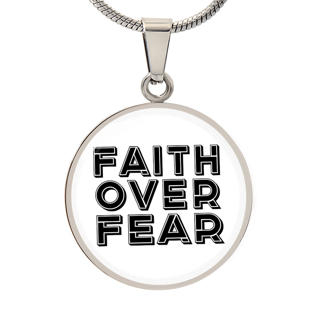 Faith Over Fear Circle Necklace – Christian Gift for Women