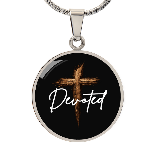 Devoted Cross Circle Pendant Necklace – Christian Gift for Men
